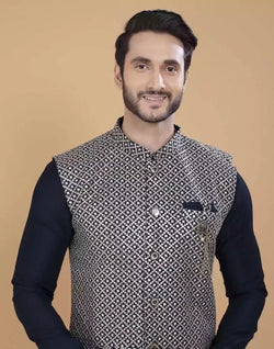 Collection of All Over Heavy Thread and Sequence Work Kurta Jacket Set in a gallery layout