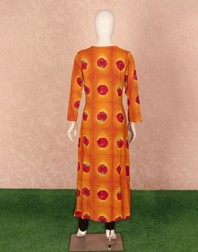 Collection of Mustard Floral Beads work Rayon Kurti in a gallery layout