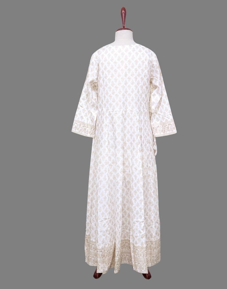 Collection of White Floral Cotton Mirror Kurti with Dupatta in a gallery layout