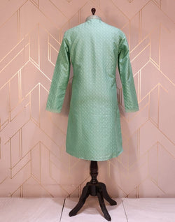 Collection of Firozi Self Design Jacquard Kurta Pyjama Set in a gallery layout