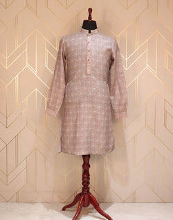 Collection of Brown Geometric Glaxo Cotton Printed Kurta Pyjama Set in a gallery layout