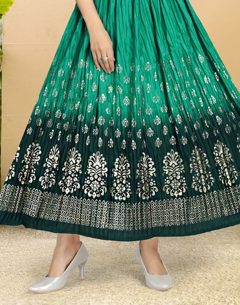 Green Coloured Embellished work Silk Fabric Kurti