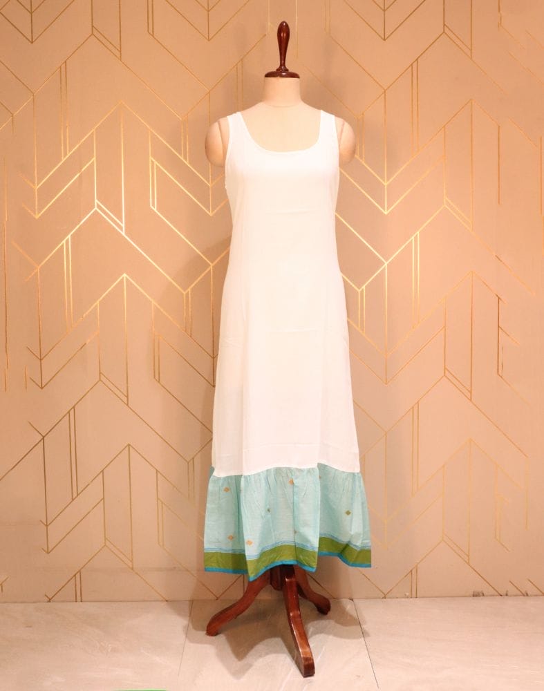 Collection of Turquoise Geometric Thread Work Cotton Kurti in a gallery layout