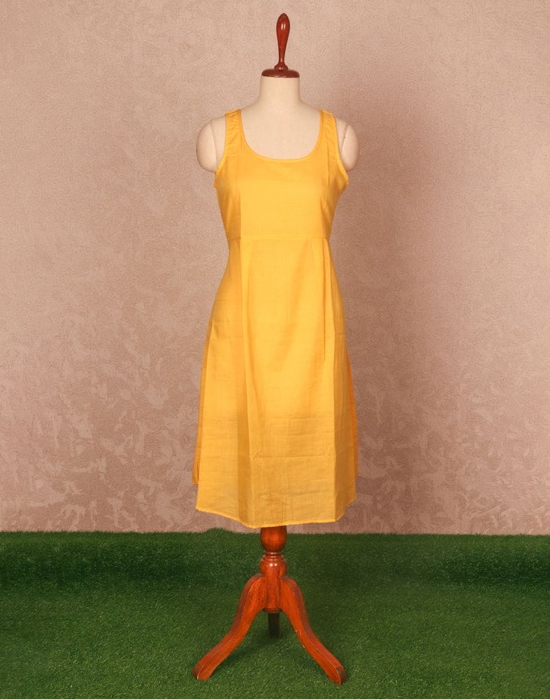 Mustard Coloured Plain Cotton Kurti