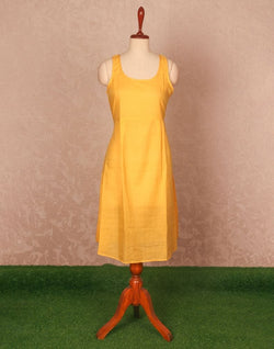 Collection of Mustard Coloured Plain Cotton Kurti in a gallery layout