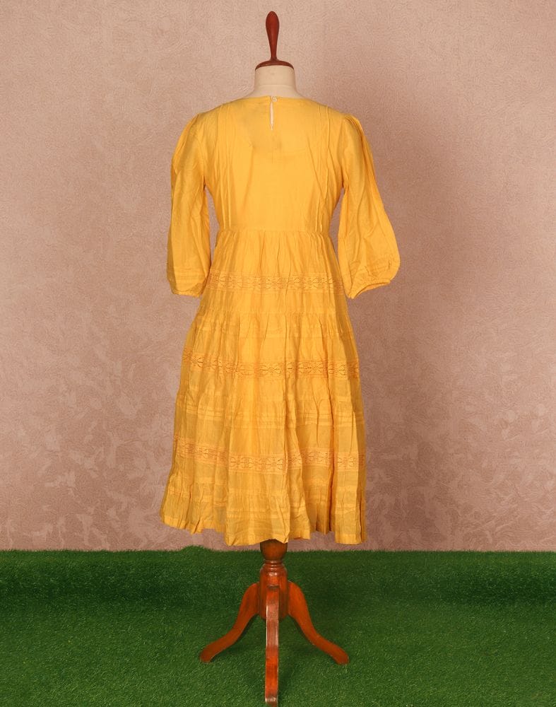 Mustard Coloured Plain Cotton Kurti