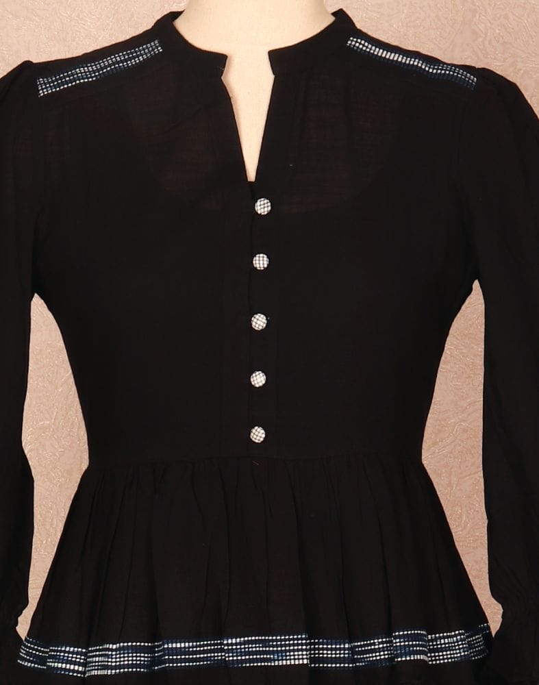 Black Coloured Plain Cotton Kurti