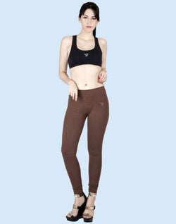 Collection of Twin Birds Mocha Bean Cotton Lycra Pencil Cut Women Legging in a gallery layout