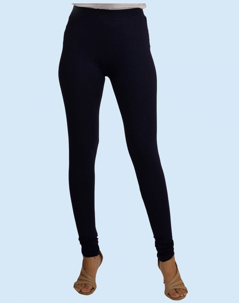 Twin Birds Navy Ribbon Cotton Lycra Pencil Cut Women Legging