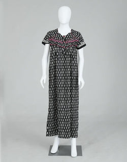 Collection of Black Polka Dots Cotton Printed Women Nighty in a gallery layout