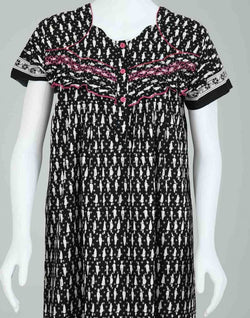 Collection of Black Polka Dots Cotton Printed Women Nighty in a gallery layout