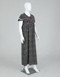 Collection of Black Polka Dots Cotton Printed Women Nighty in a gallery layout