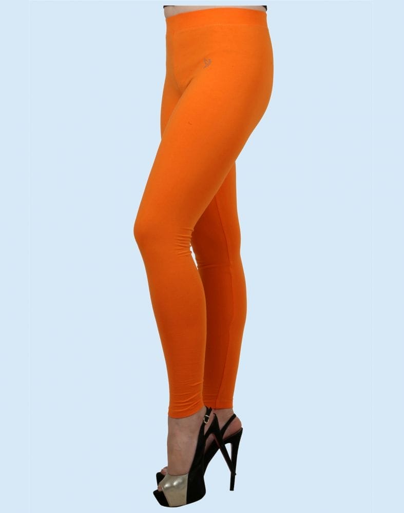 Collection of Twin Birds Orange Tango Cotton Lycra Pencil Cut Women Legging in a gallery layout