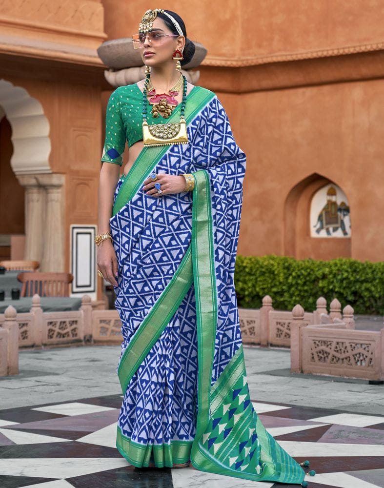 Collection of Admirable Blue Soft Dola Silk Saree in a gallery layout