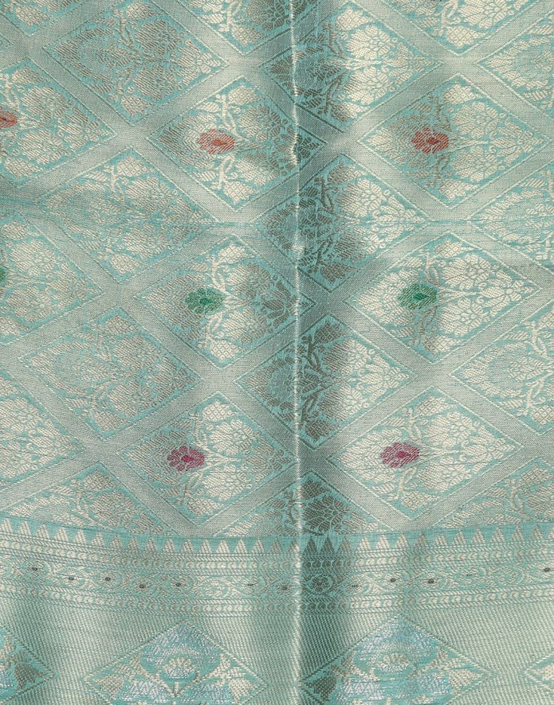 Grey Floral pattern Weave Silk Saree