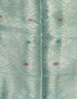 Collection of Grey Floral pattern Weave Silk Saree in a gallery layout