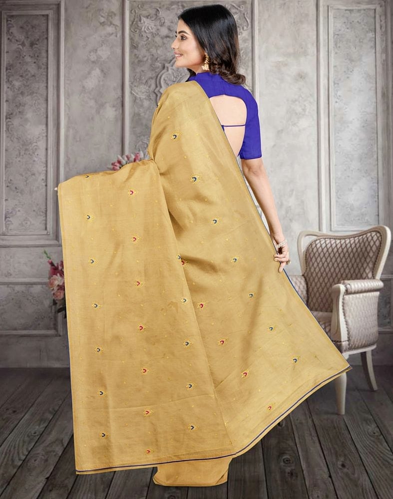 Beige Floral Art Silk Buta Saree