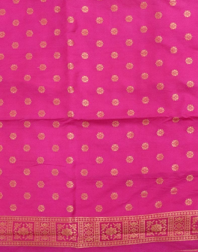 Orange Floral Raw Silk Weave Saree