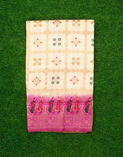 Collection of Cream Coloured Floral Raw Silk Saree in a gallery layout