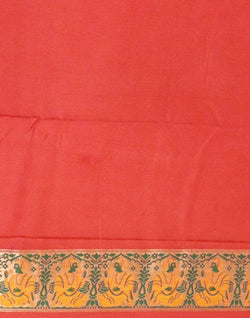 Collection of Peach Floral Dola Silk Fabric Saree in a gallery layout