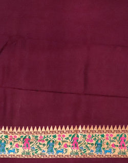 Collection of Wine Floral Dola Silk Fabric Saree in a gallery layout