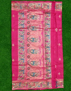 Collection of Magenta Floral Dola Silk Fabric Saree in a gallery layout