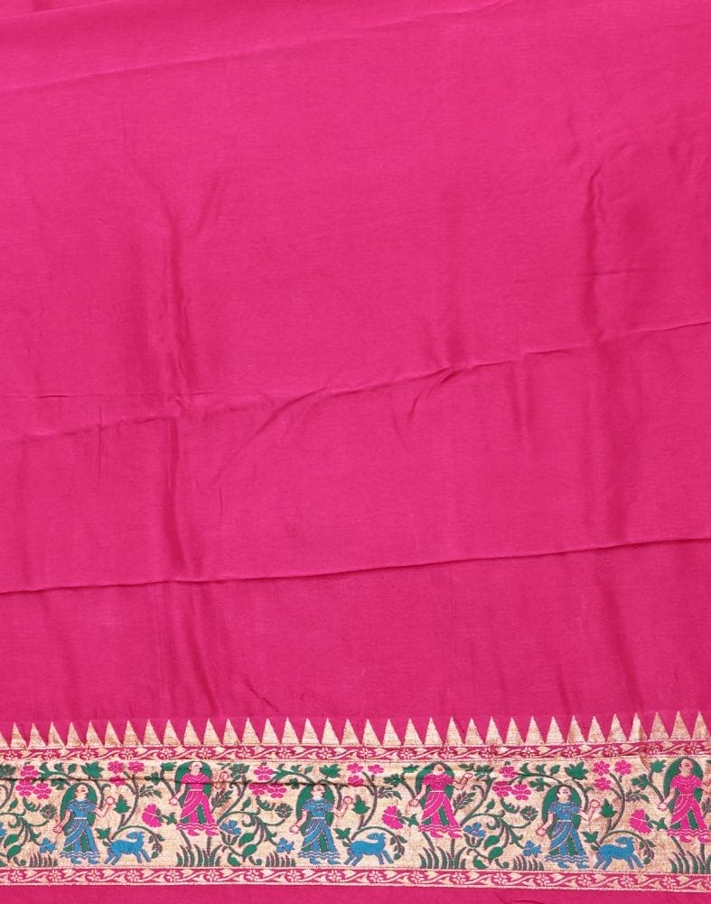 Collection of Magenta Floral Dola Silk Fabric Saree in a gallery layout