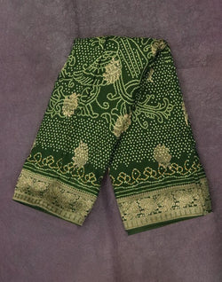 Collection of Mehendi Green Bandhini Print Dola Silk Saree in a gallery layout