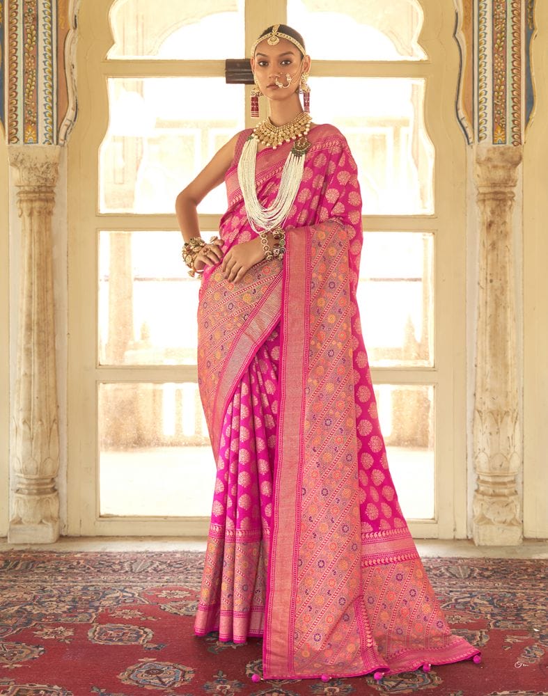 Banaras Weaving Pink Coloured Saree