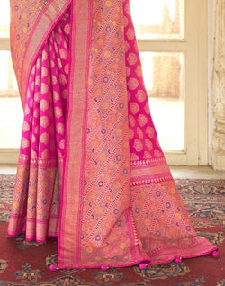 Collection of Banaras Weaving Pink Coloured Saree in a gallery layout