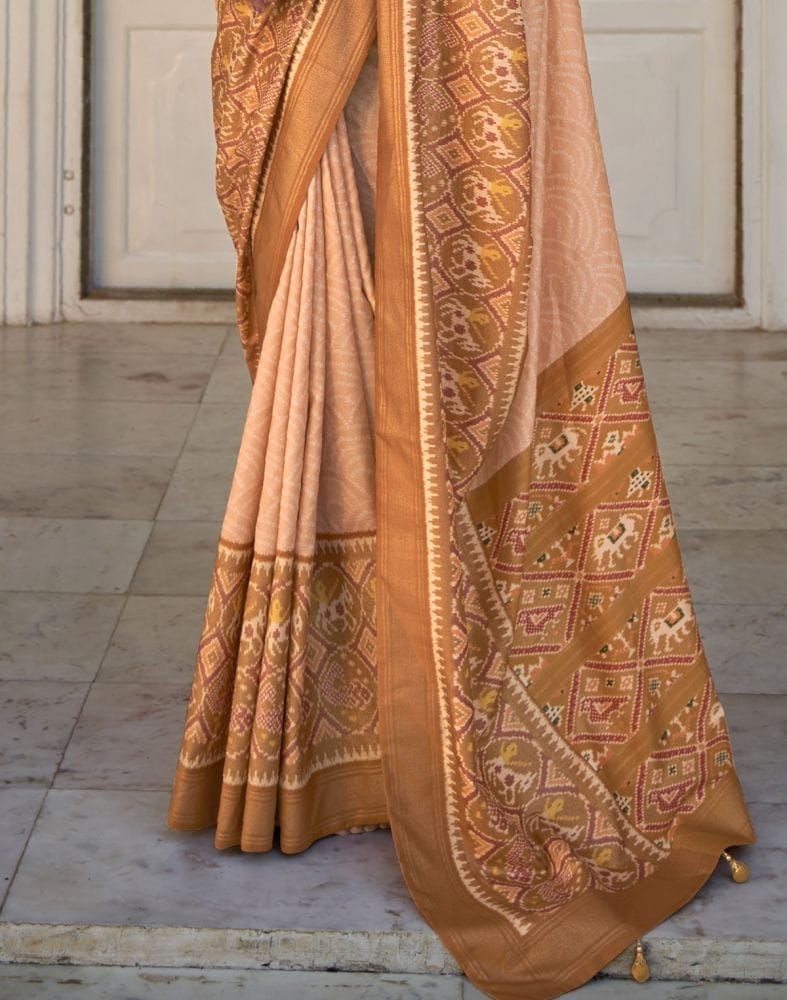 Collection of Light Orange Bandhini Print Patola Saree in a gallery layout