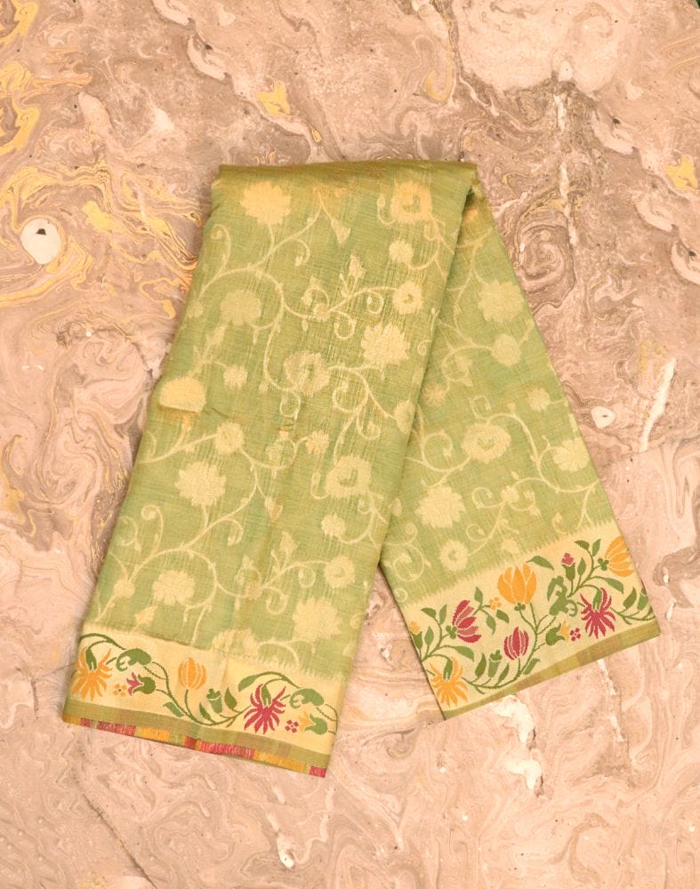 Green Floral Zari Banaras Fancy Saree