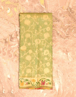 Collection of Green Floral Zari Banaras Fancy Saree in a gallery layout