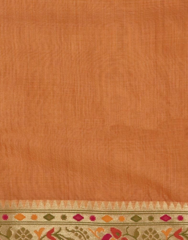 Orange Floral Zari Banaras Fancy Saree