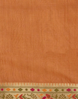 Collection of Orange Floral Zari Banaras Fancy Saree in a gallery layout