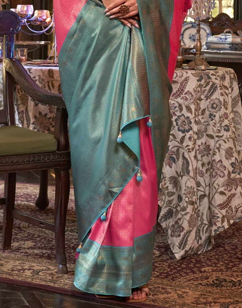 Collection of Dazzling Magenta Coloured Soft Silk Saree in a gallery layout