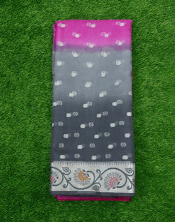 Collection of Pink Polka Dots Organza Booti Saree in a gallery layout