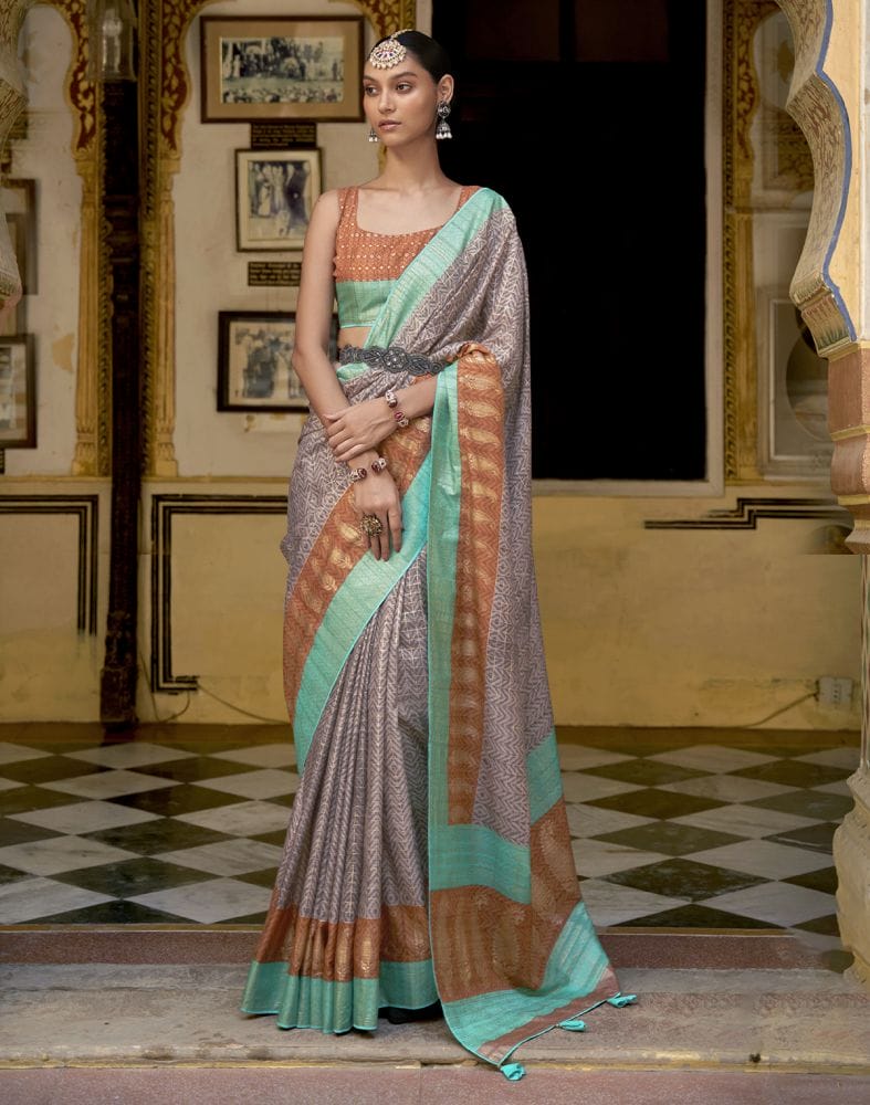 Brown Dola Silk beautiful Saree