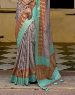 Collection of Brown Dola Silk beautiful Saree in a gallery layout