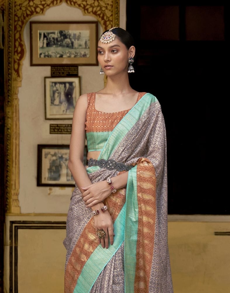 Brown Dola Silk beautiful Saree