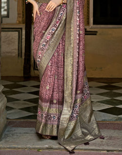 Collection of Pink Geometric Dola Silk Weave Saree in a gallery layout