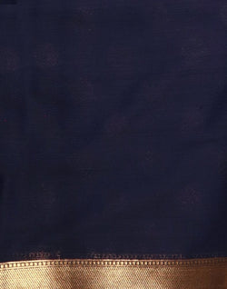 Collection of Navy Blue Polka Dots Print Georgette Saree in a gallery layout