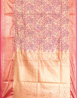 Collection of Gold Kantha Embroidered work Semi Silk Saree in a gallery layout