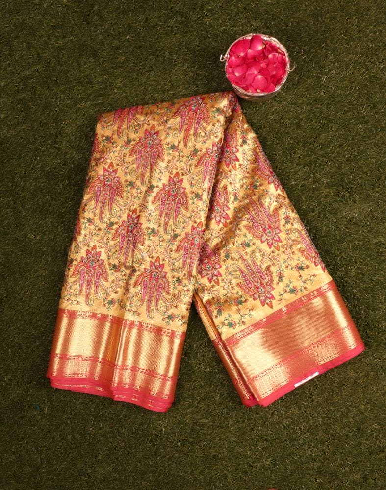 Collection of Light Yellow Kantha Embroidered work Semi Silk Saree in a gallery layout