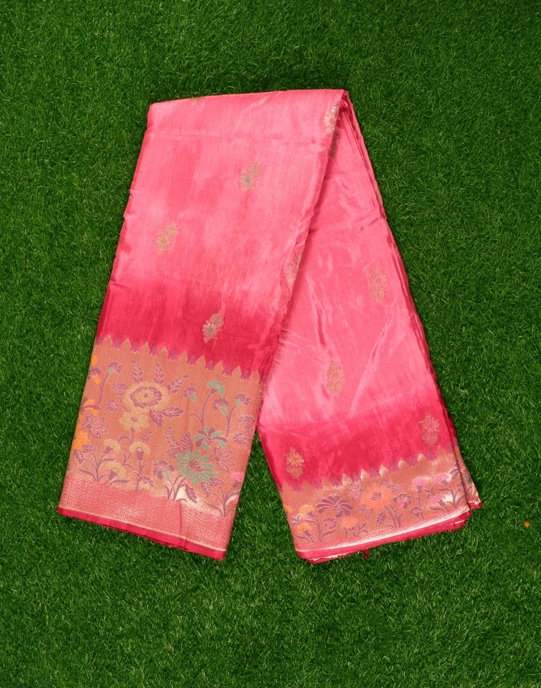 Collection of Light Pink Floral Banaras Fancy Saree in a gallery layout