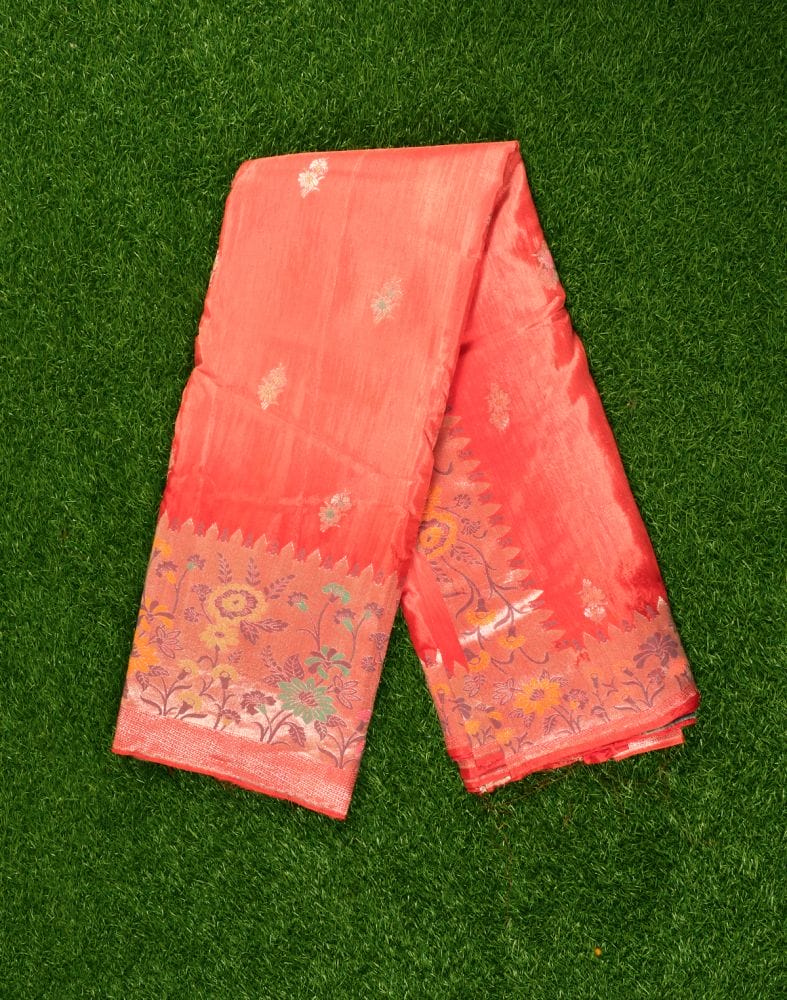 Collection of Coral Floral  Banaras Fancy Saree in a gallery layout