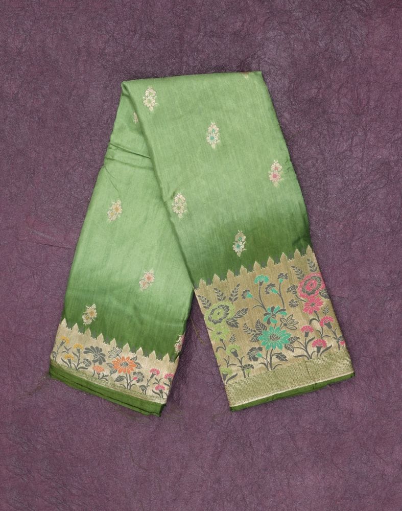 Banaras Fancy Light Green Floral Saree