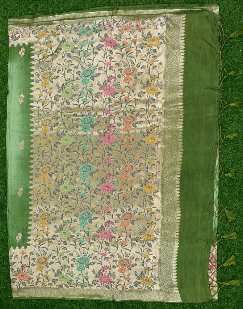 Banaras Fancy Light Green Floral Saree