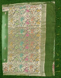 Collection of Banaras Fancy Light Green Floral Saree in a gallery layout