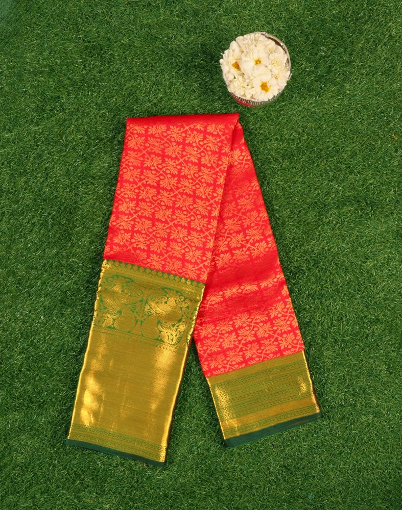 Red Floral Pure Kanchi Pattu Saree